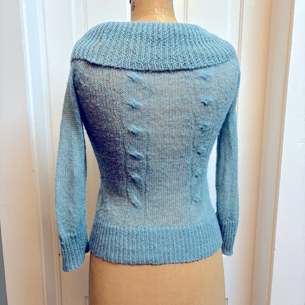 Vintage Y2K Twenty One Powder Blue Translucent Knit Sweater Size Small - Picture 5 of 7